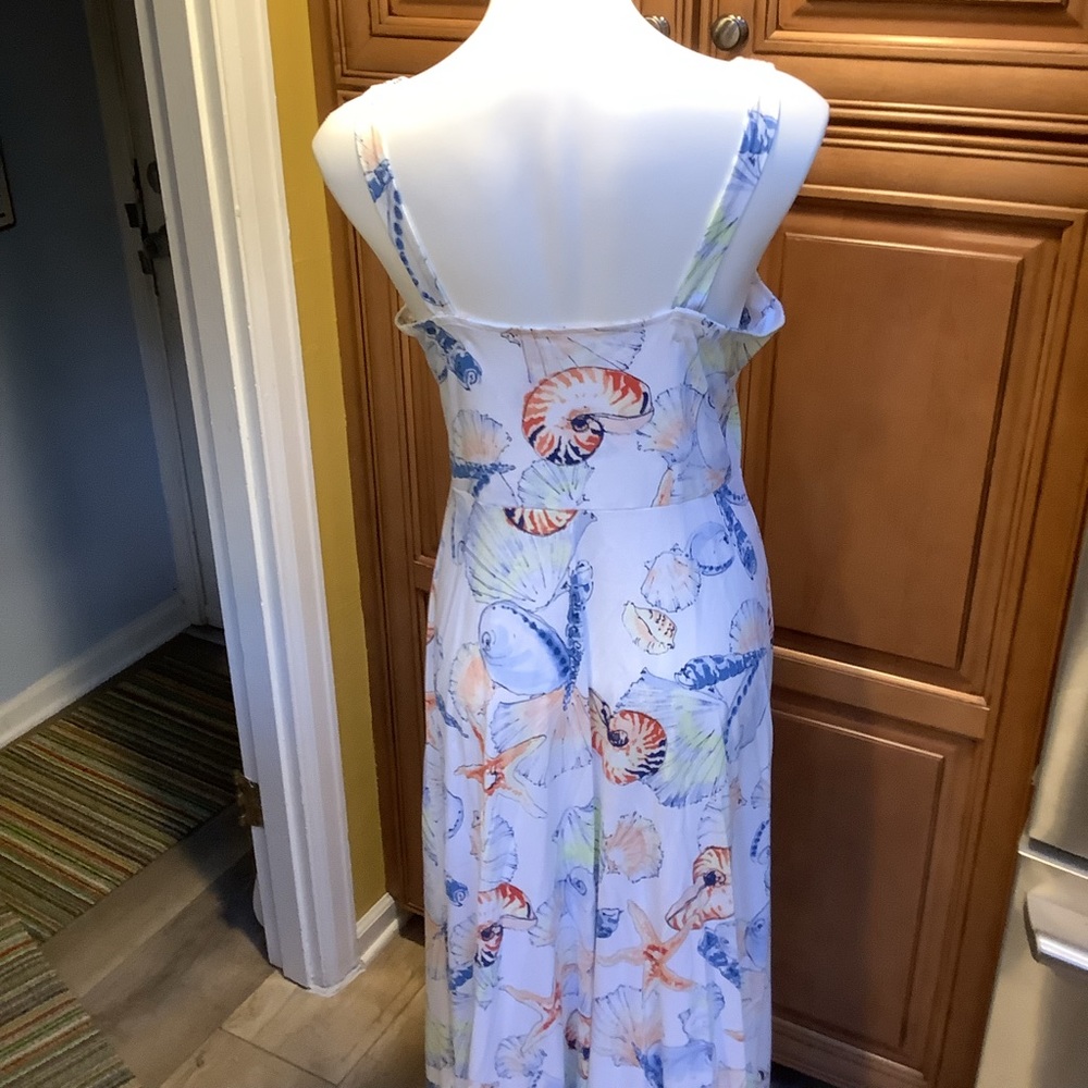NWOT MAXI DRESS WITH BEACH OBJECTS ALL OVER - Picture 2 of 6